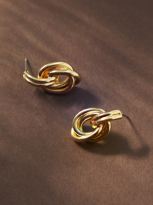 18K Gold Twisted Dangle Earrings - ARULA - 