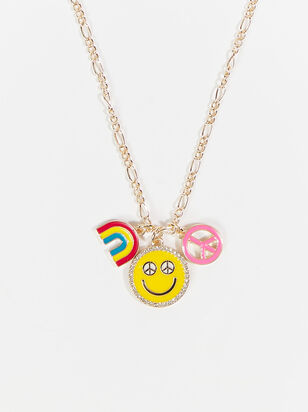 Smiley Peace Charm Necklace - ARULA