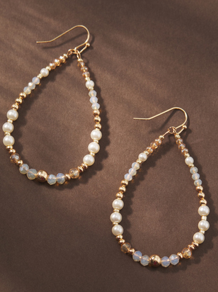 Beaded Teardrop Dangle Earring - ARULA - 