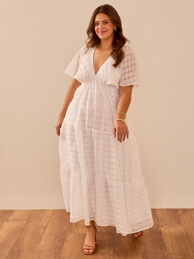 Shona Textured Plaid Maxi Dress Detail 2 - ARULA