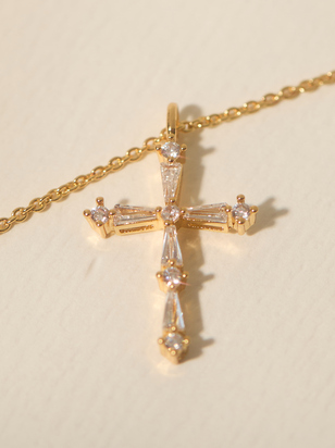 Radiant Cross Charm Necklace - ARULA - 