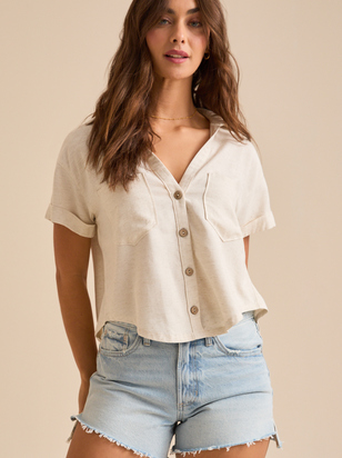 Courtney Crop Linen Shirt - ARULA