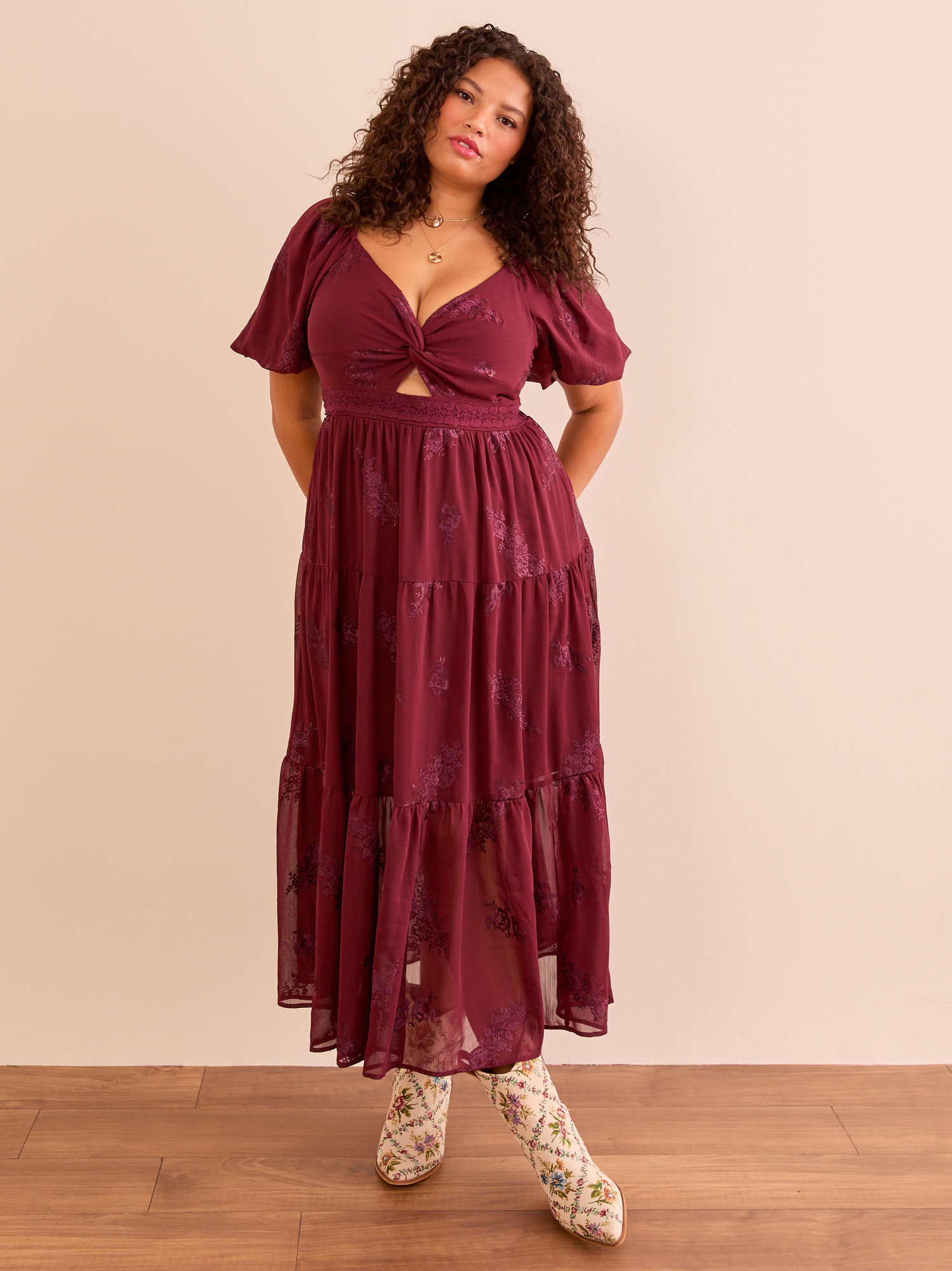 Maroon floral maxi dress discount