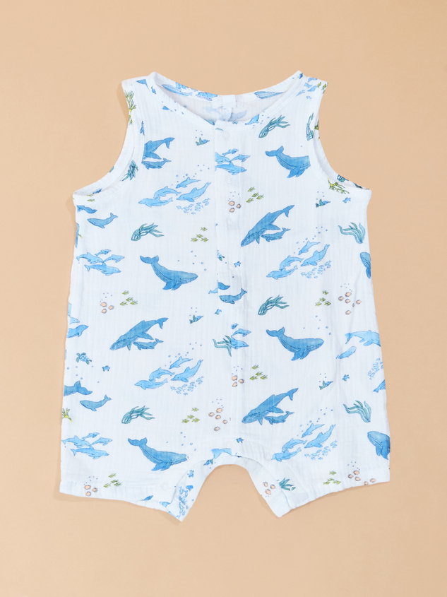 Watercolor Whale Romper Detail 4 - ARULA