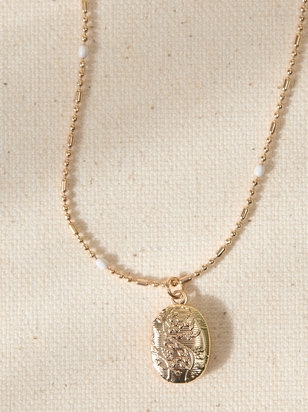 Floral Pendant Pearl Locket - ARULA - 