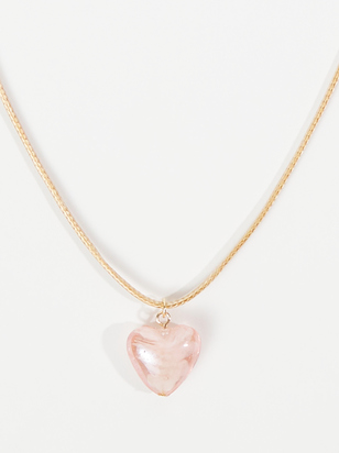 Glass Heart Rope Necklace - ARULA