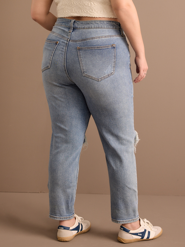 Destructed Girlfriend Jeans Detail 5 - ARULA