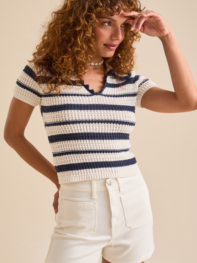 Jude Striped Crochet Top - ARULA