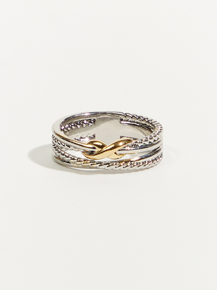 Mixed Metal Braided Stack Ring - ARULA