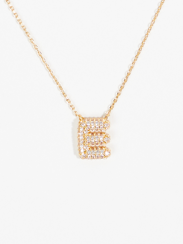 Crystal Bubble Monogram Necklace - E - ARULA