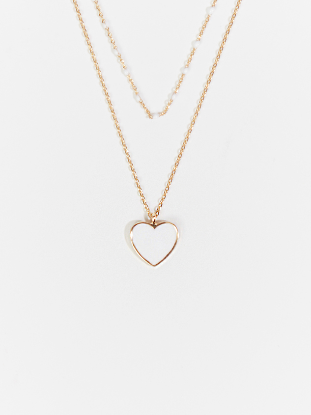 Layered Enamel Heart Necklace Detail 2 - ARULA