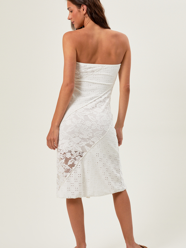 Jasmine Midi Lace Strapless Dress Detail 3 - ARULA