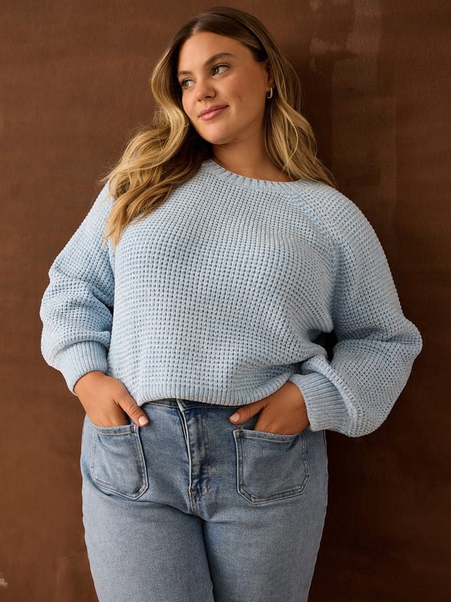 Light blue chenille sweater clearance