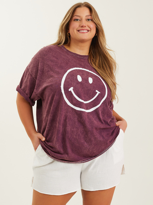 Smiley Face Oversized Tee - ARULA