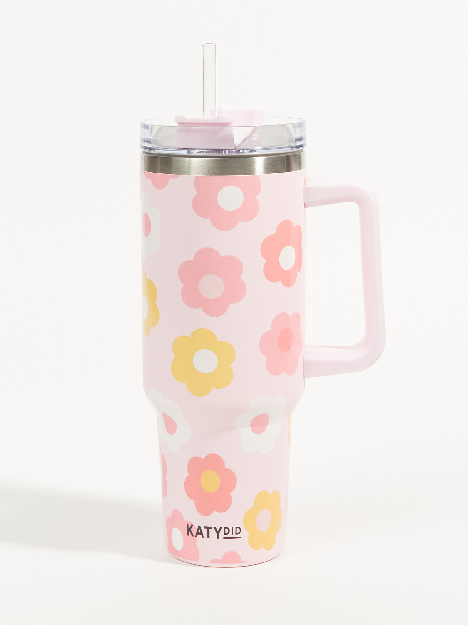Liv 40 oz Insulated Cup with Handle in Pink Retro Floral