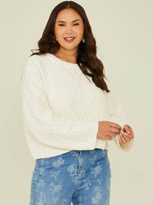 Clara Cable Knit Cropped Sweater - ARULA