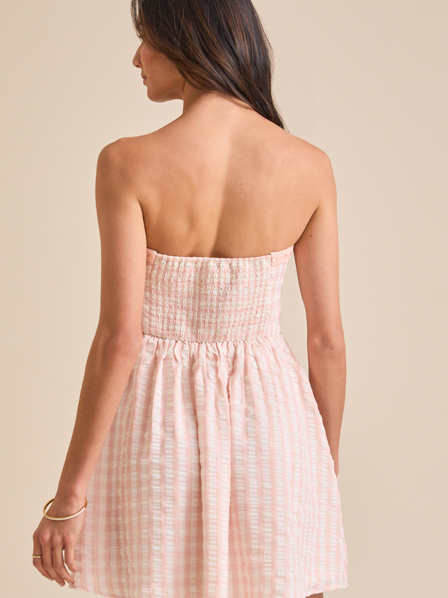 Britt Gingham Strapless Mini Dress Detail 4 - ARULA