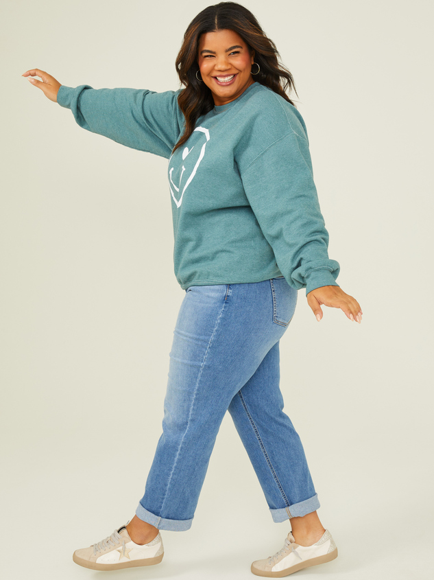 Smiley Oversized Sweatshirt Detail 3 - ARULA