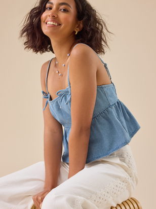 Lakin Babydoll Bow Strap Tank - ARULA