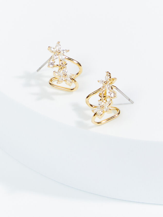 18k Gold Colette Flower Earrings Detail 1 - ARULA