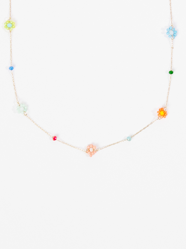 Zoey Beaded Flower Necklace Detail 2 - ARULA