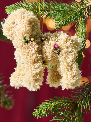 Blonde Furry Dog Christmas Ornament - ARULA - 